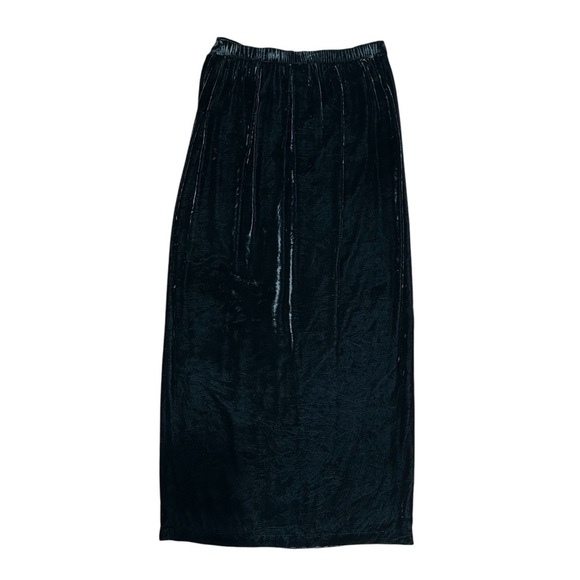 Eileen Fisher Sz Med Wrap Skirt & Top Green Teal Velvet Silk Blend Two Pc Set - Picture 9 of 14
